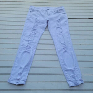 VIP Jeans Womens Skinny White Stretch Distressed High Waist 30x24 Denim 5/6